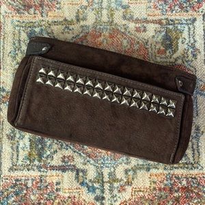 Tylie Malibu Studded Suede Clutch Bag
